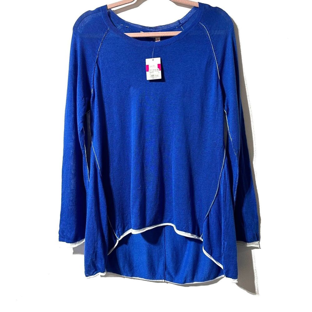 Fresh Produce Cozy Swing Crew Pullover Sweater Tencel Cashmere Size L Cobalt NWT